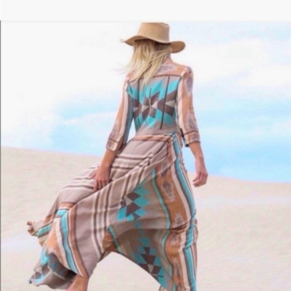 Reserved -Spell Peyote Maxi Dress duster size Large - Picture 3 of 17